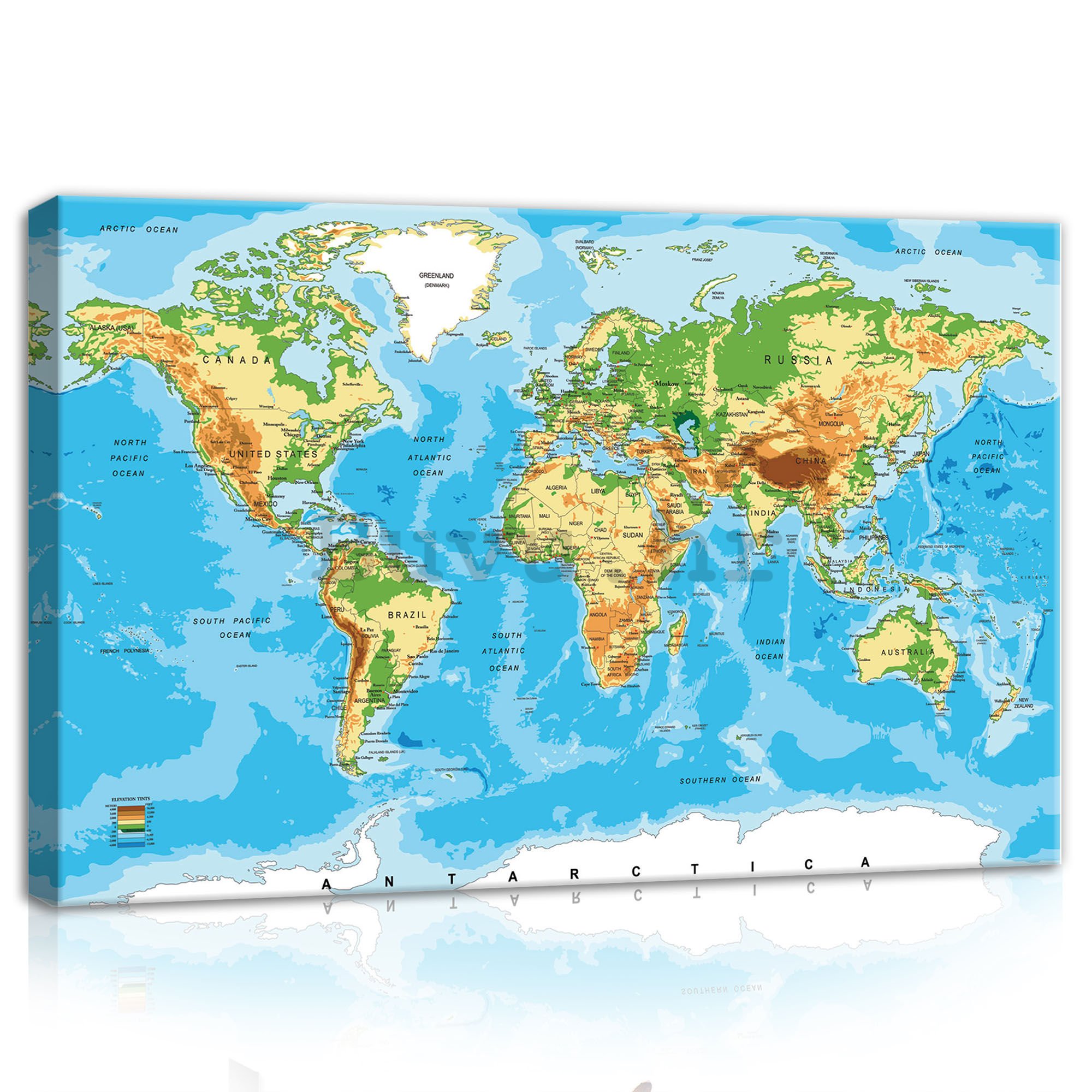 Slika na platnu: Karta svijeta (3) - 60x40 cm