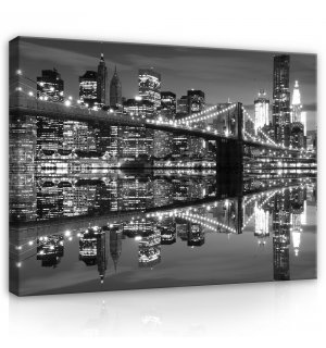 Slika na platnu: Crno-bijeli Brooklyn Bridge (3) - 80x60 cm
