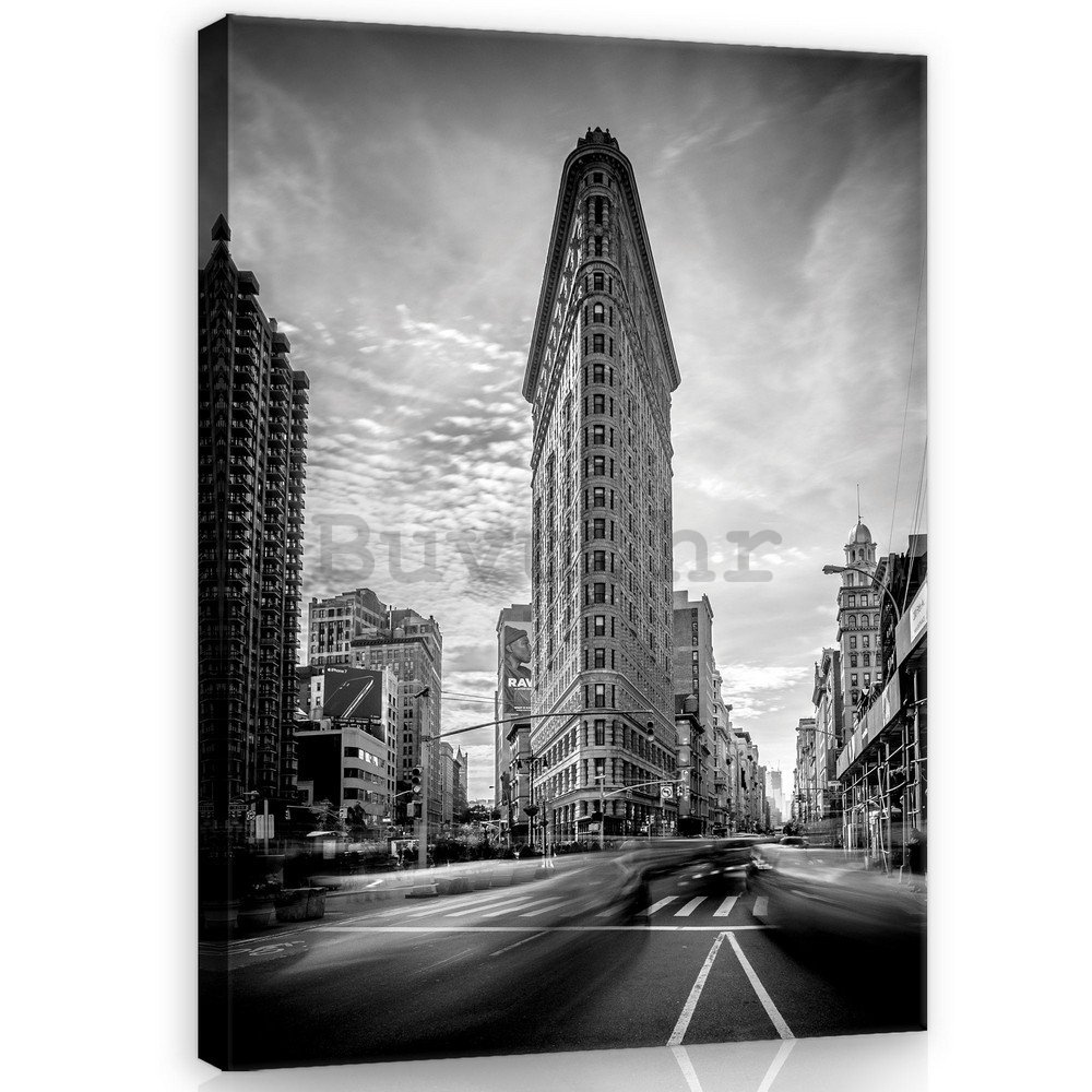 Slika na platnu: Flatiron Building (crno-bijela) - 100x75 cm