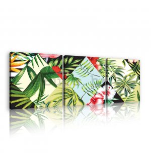 Slika na platnu: Oslikana tropska flora (1) - set 3kom 25x25cm