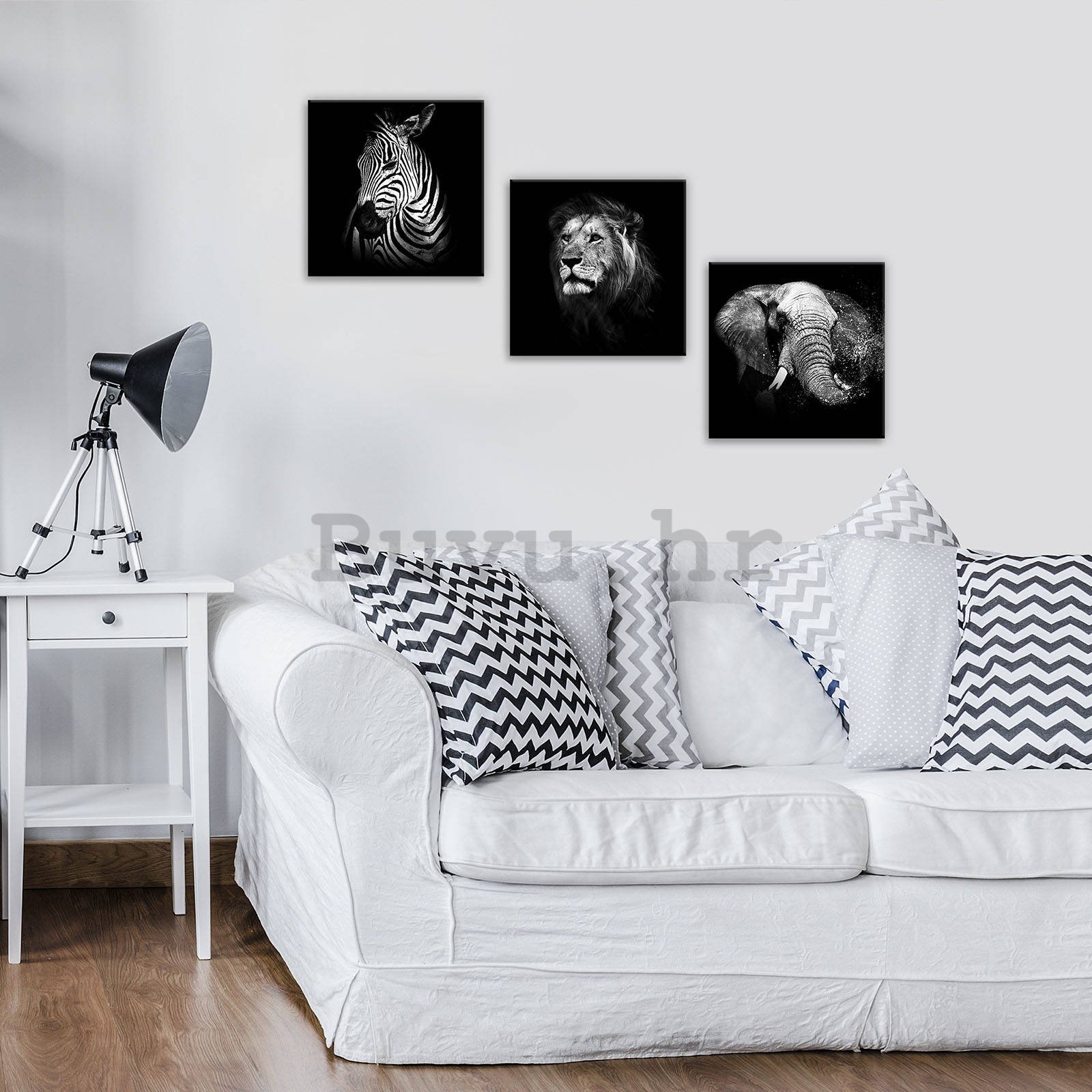Slika na platnu: Crno-bijele životinje (1) - set 3kom 25x25cm