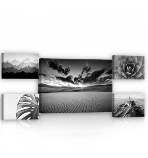Slika na platnu: Crno-bijeli pogledi (1) - set 1kom 70x50 cm i 4kom 32,4x22,8 cm