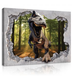 Slika na platnu: Dinosaur u šumi - 80x60 cm