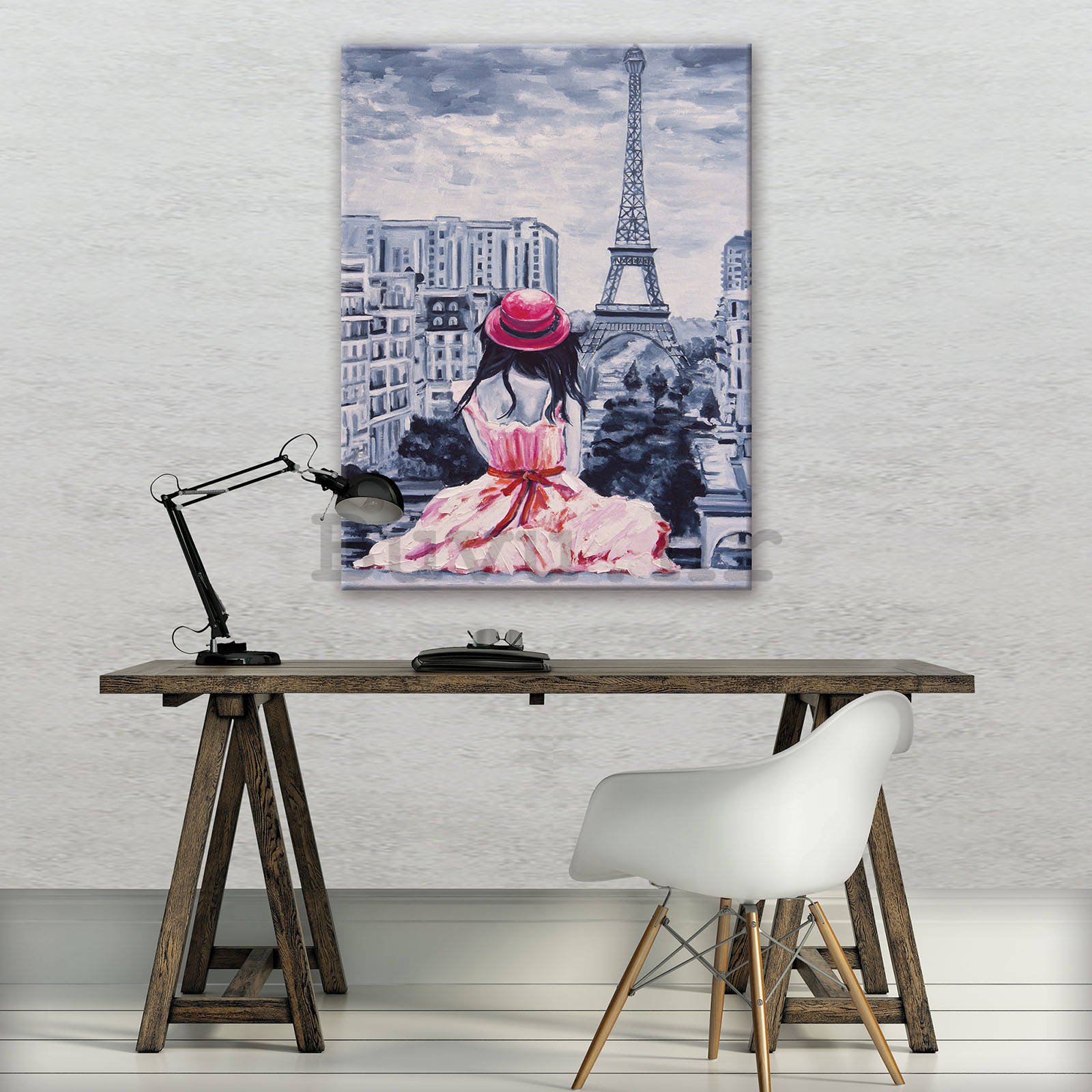 Slika na platnu: Djevojka u Parizu - 60x80 cm