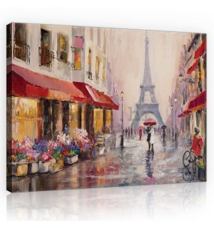 Slika na platnu: Uličica do Eiffelovog tornja (slikana) - 80x60 cm