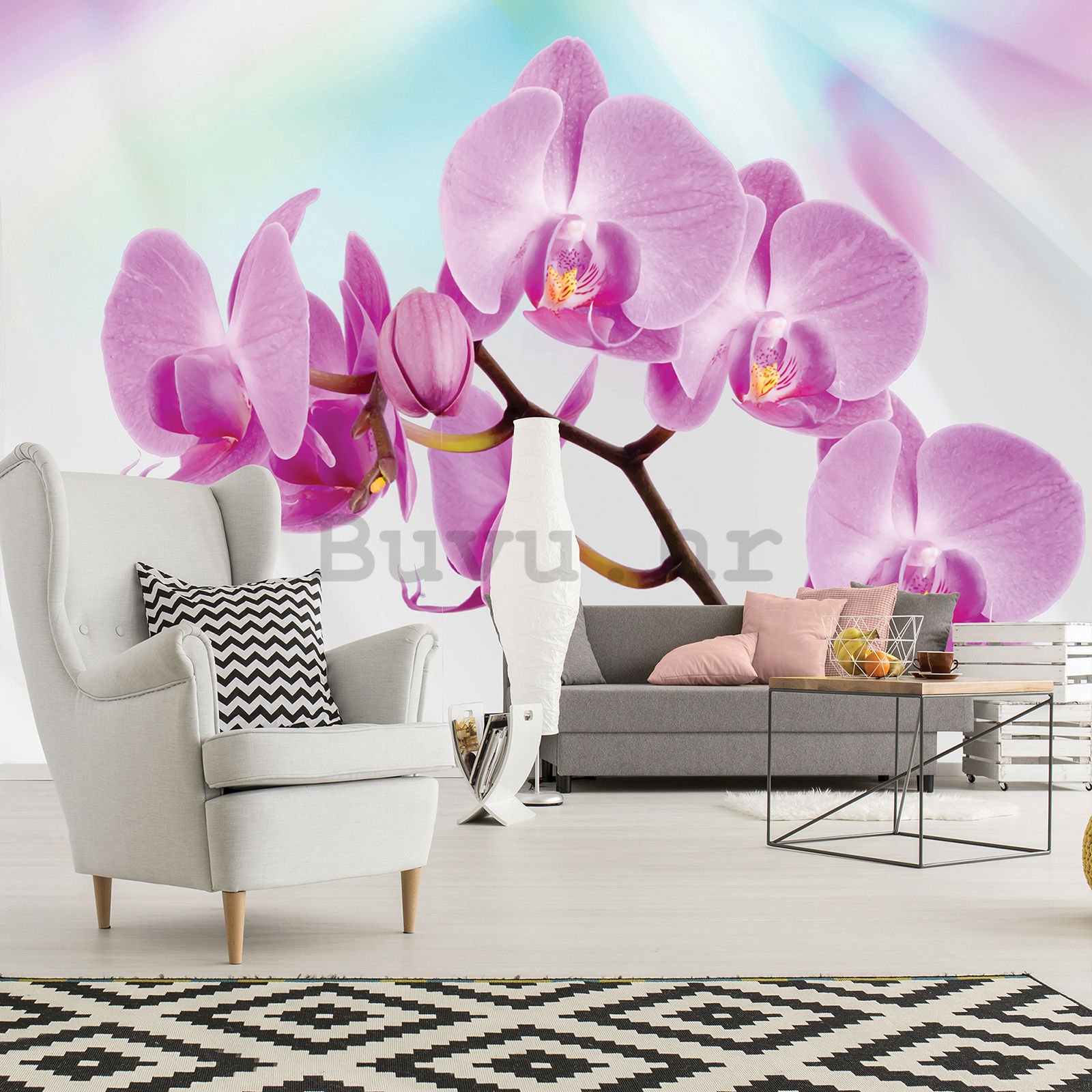Vlies foto tapeta: Ljubičasta Orhideja - 416x254 cm