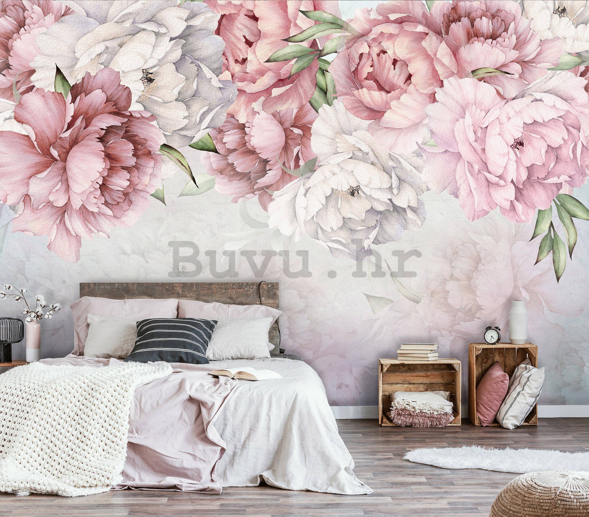 Vlies foto tapeta: Bijele i ružičaste ruže - 254x184 cm