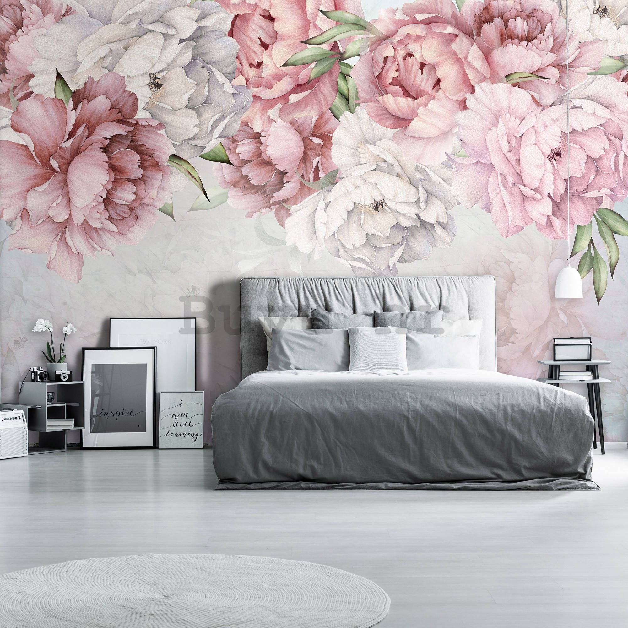 Vlies foto tapeta: Bijele i ružičaste ruže - 368x254 cm