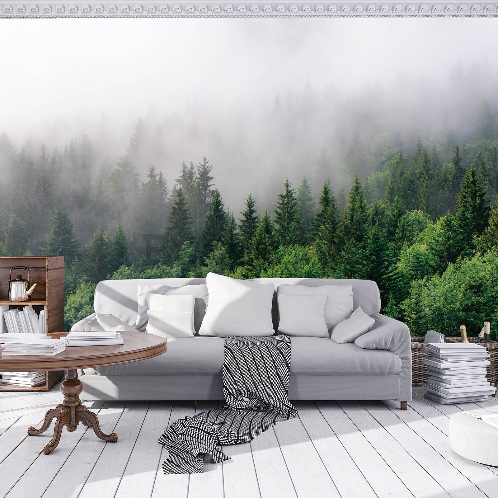 Vlies foto tapeta: Magla nad šumom (2) - 416x254 cm