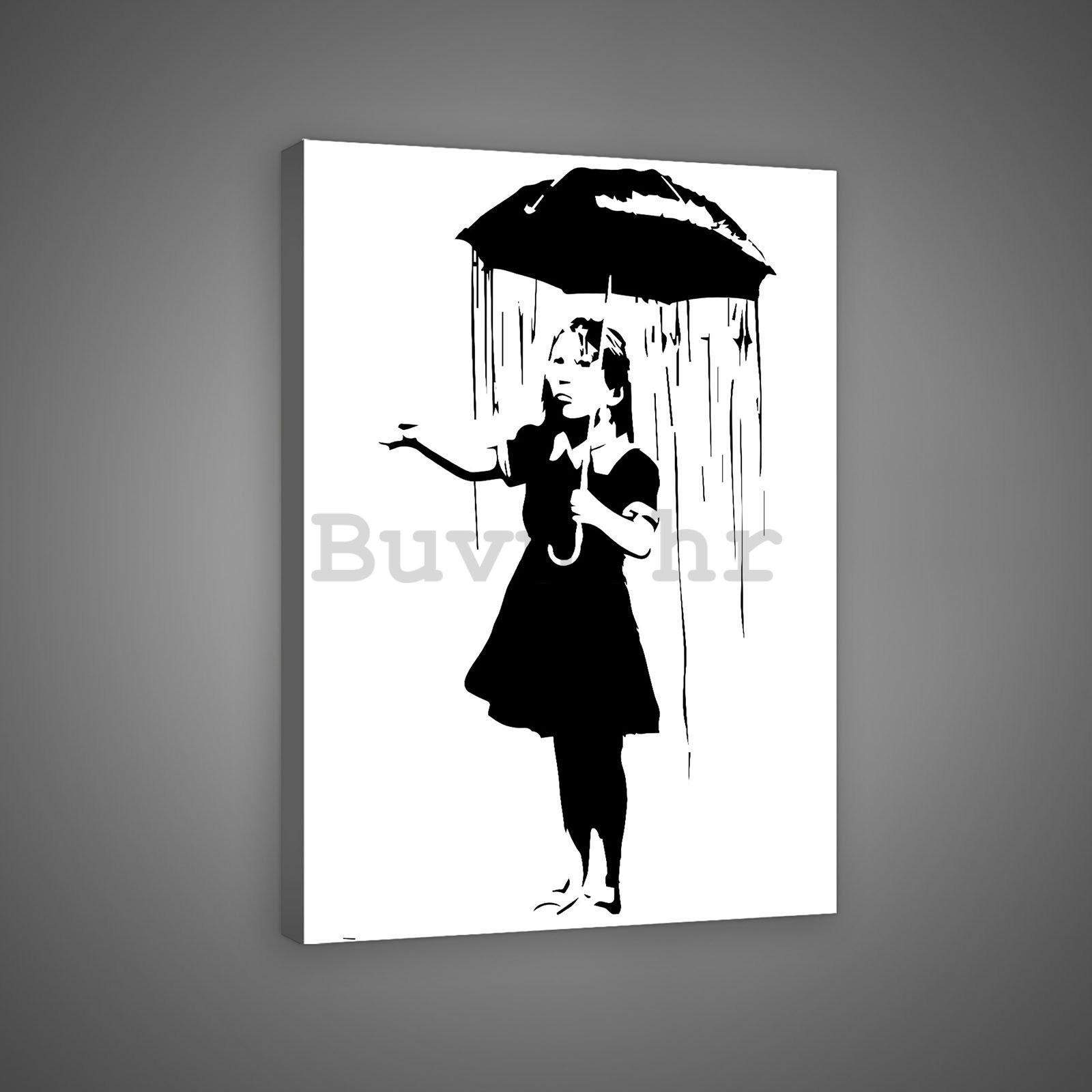 Slika na platnu: Djevojka na kiši (grafiti) - 60x80 cm