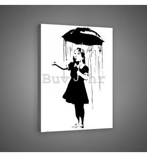 Slika na platnu: Djevojka na kiši (grafiti) - 60x80 cm