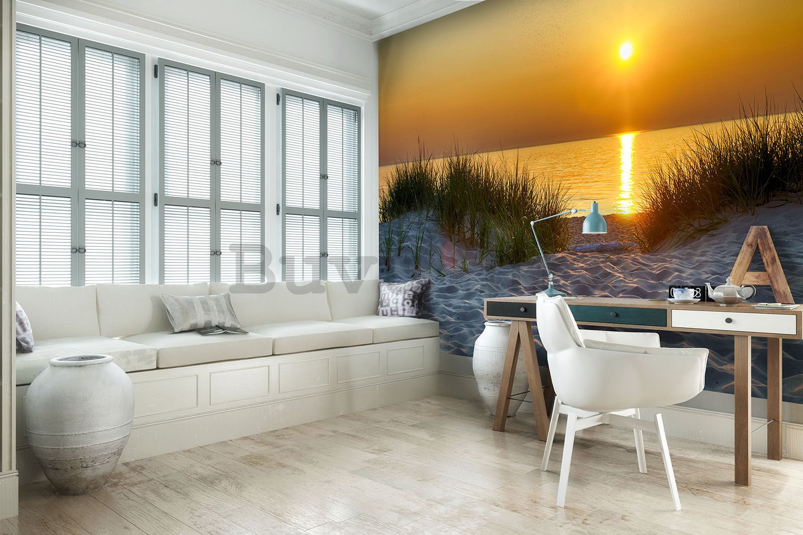 Vlies foto tapeta: Zalazak sunca na plaži (5) - 368x254 cm