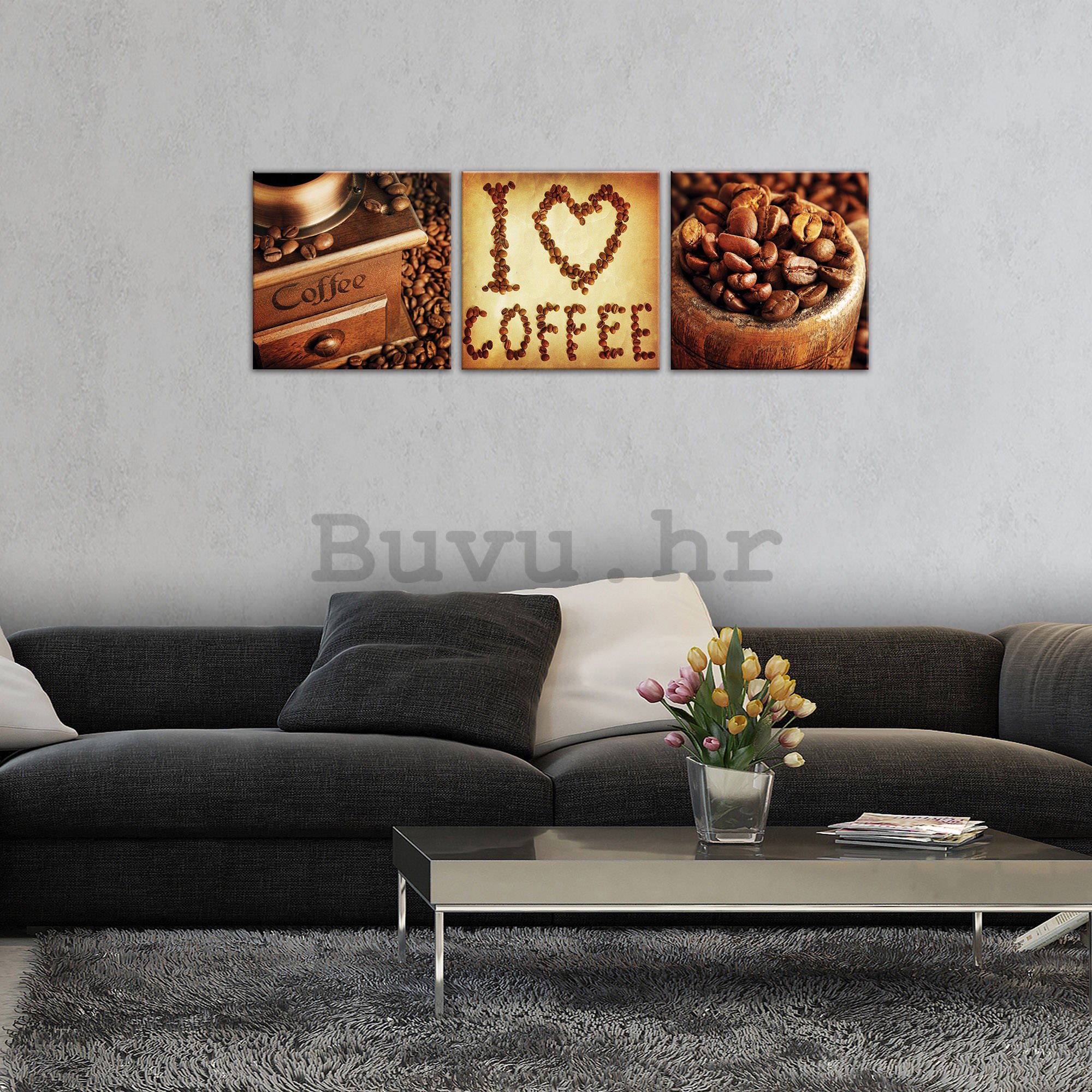 Slika na platnu: I Love Coffee - set 3kom 25x25cm