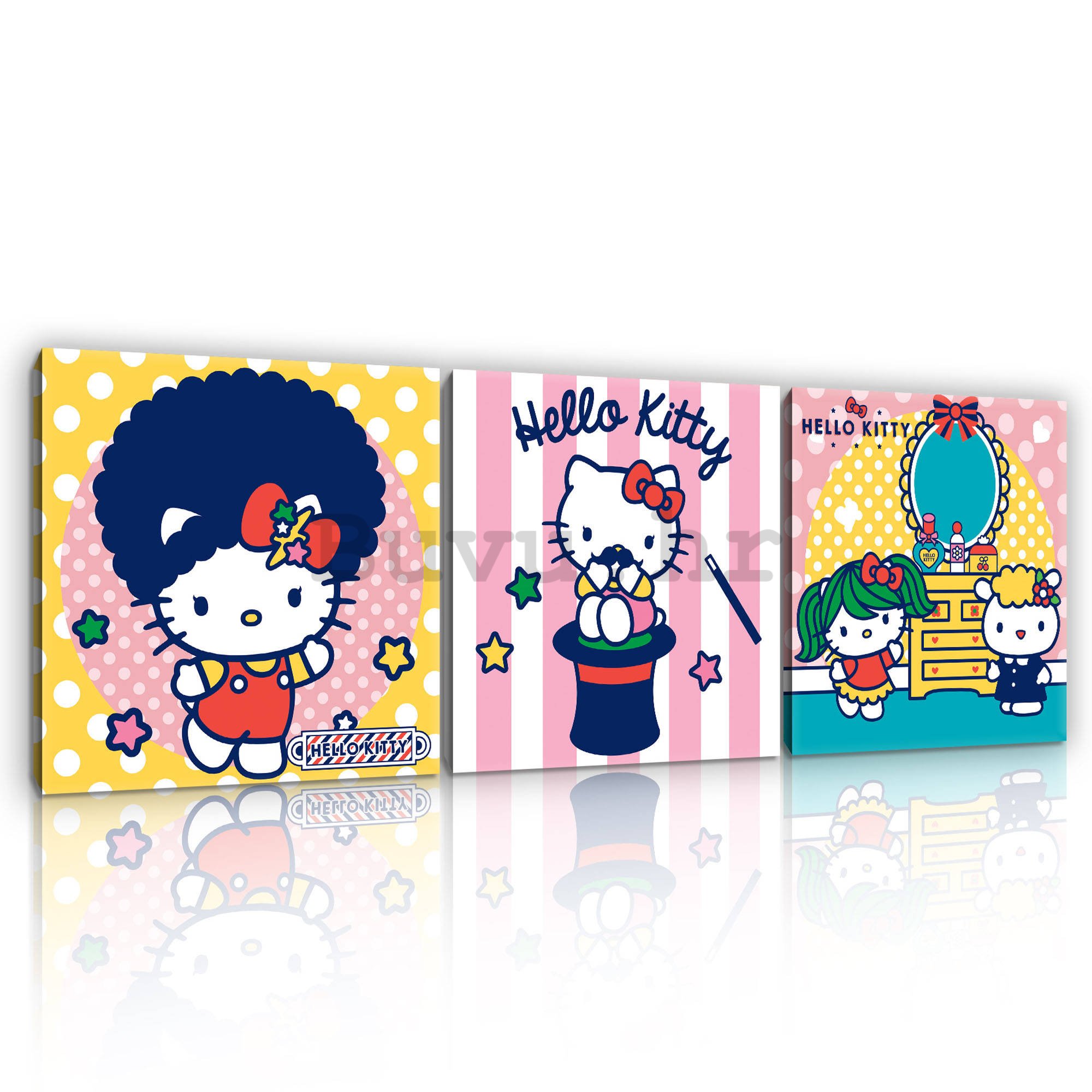 Slika na platnu: Hello Kitty (1) - set 3kom 25x25cm