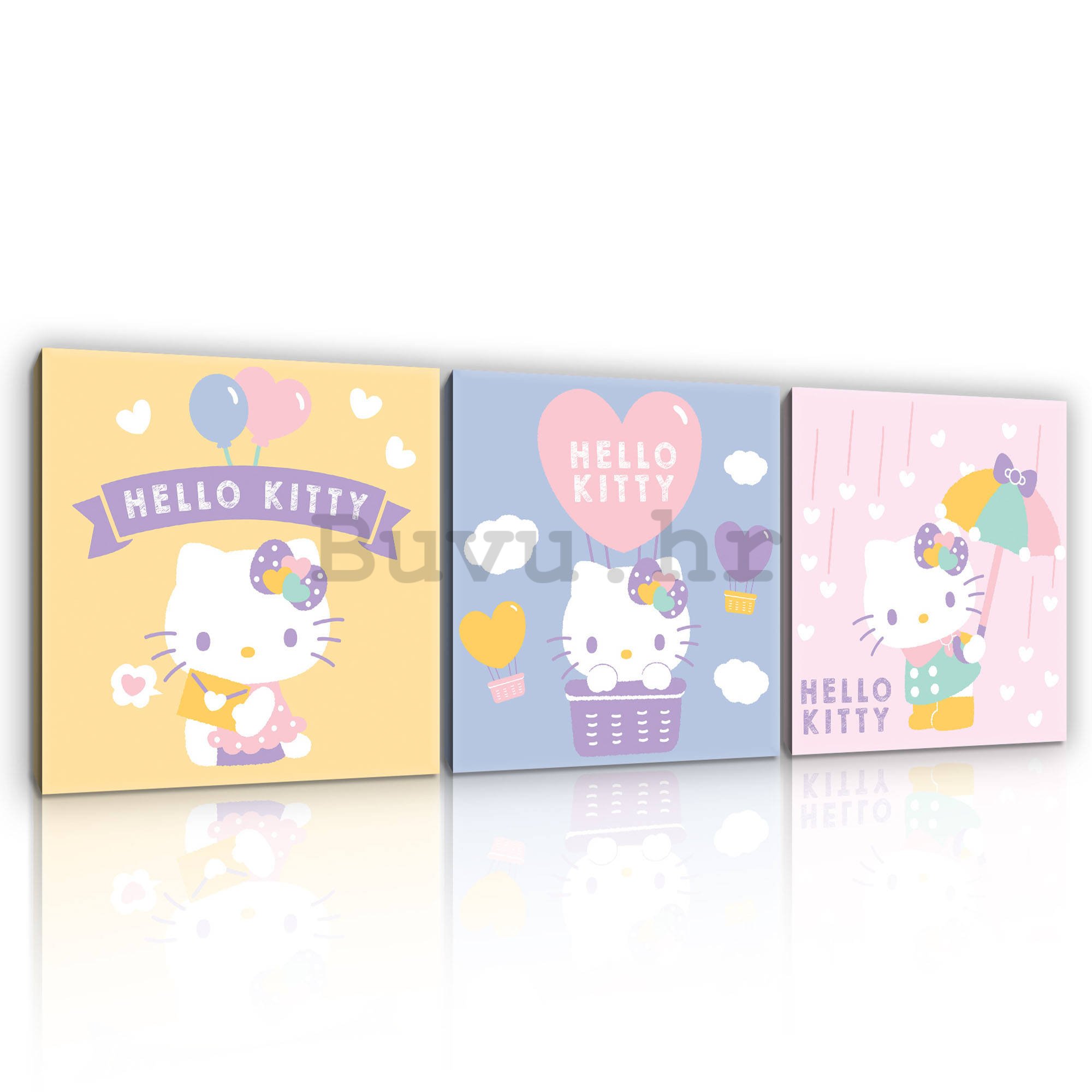Slika na platnu: Hello Kitty (3) - set 3kom 25x25cm