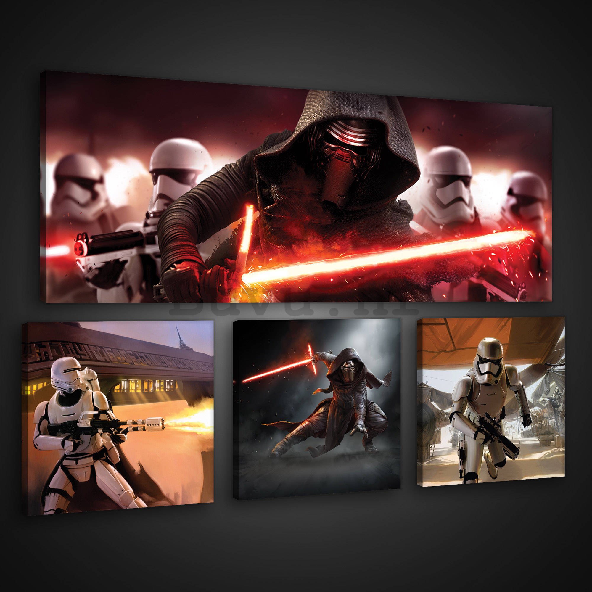 Slika na platnu: Star Wars First Order (2) - set 1kom 80x30 cm i 3kom 25,8x24,8 cm