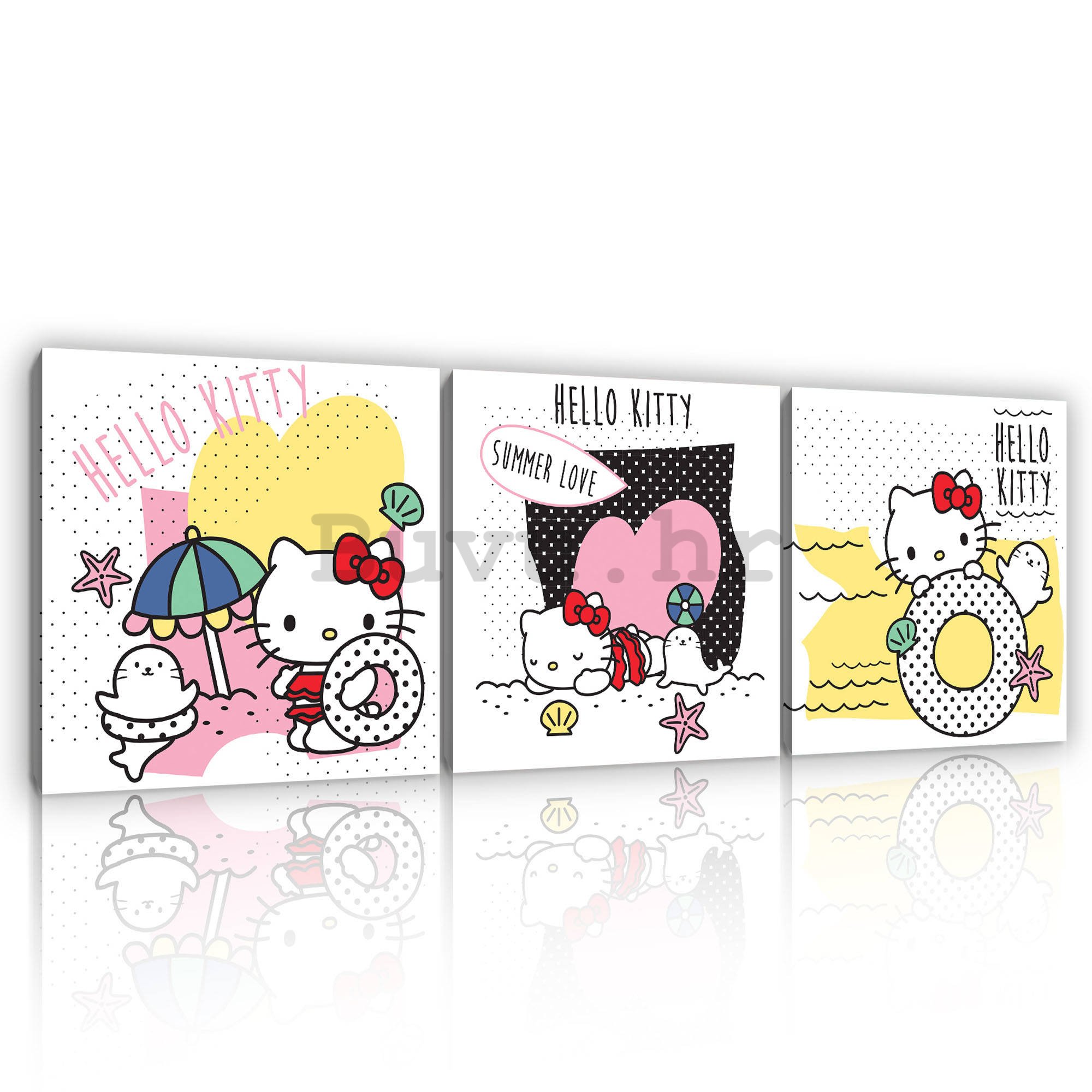Slika na platnu: Hello Kitty (4) - set 3kom 25x25cm