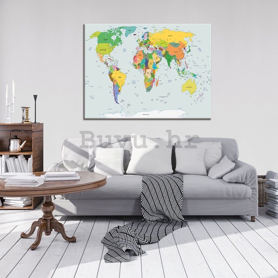 Slika na platnu: Karta svijeta (2) - 75x100 cm
