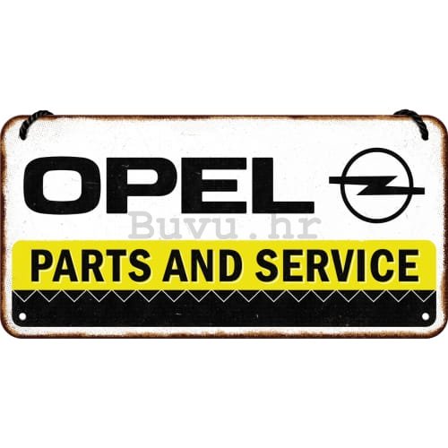 Metalna viseća tabla: Opel (Parts and Service) - 20x10 cm