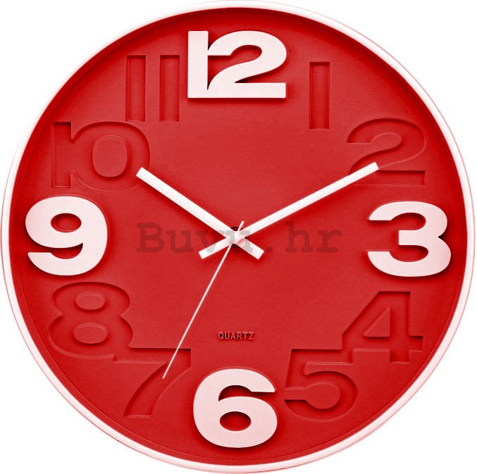 Zidni sat: Crvena (2)- 30 cm