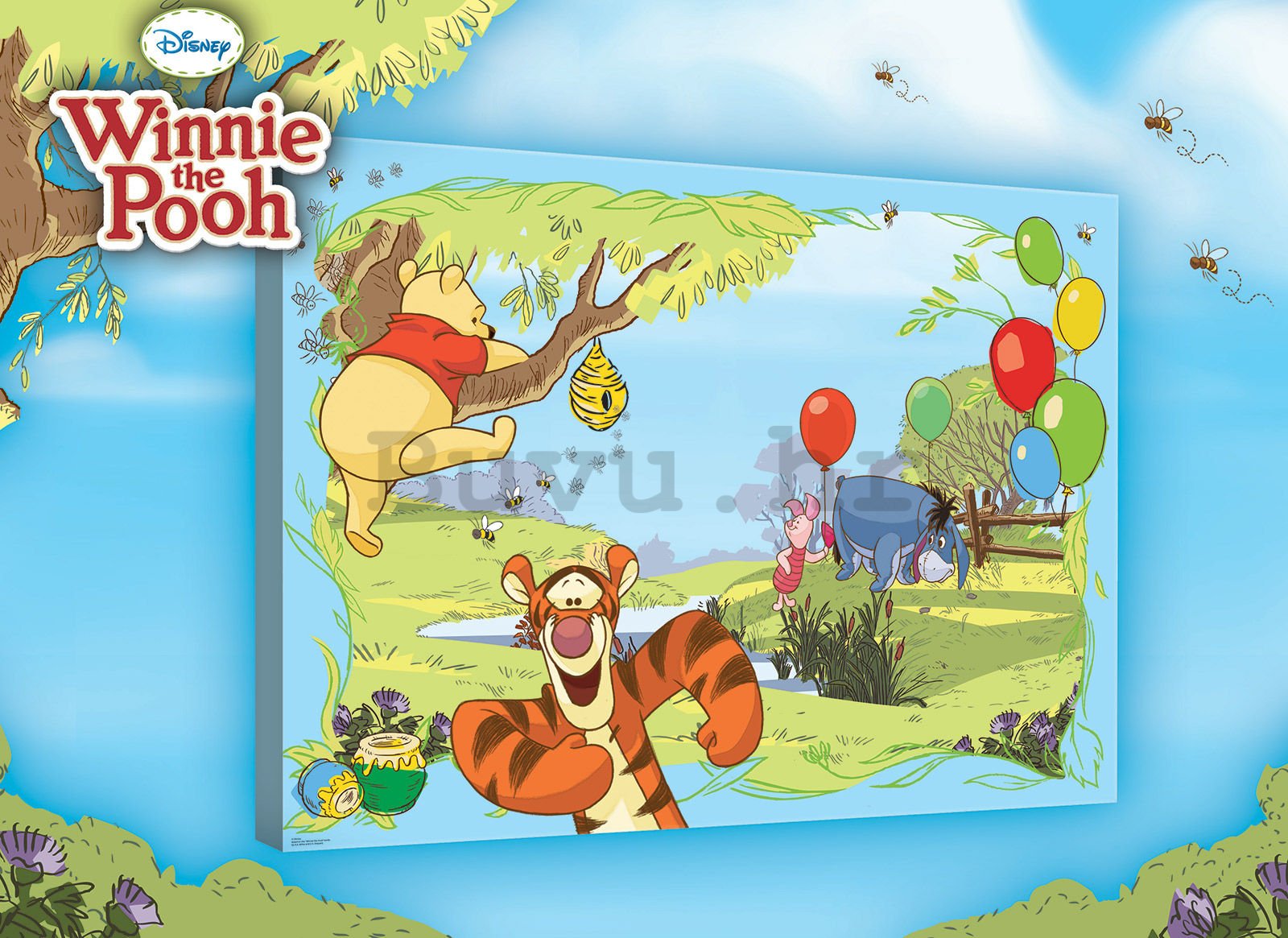 Slika na platnu: Winnie the Pooh (baloni)  - 100x75 cm