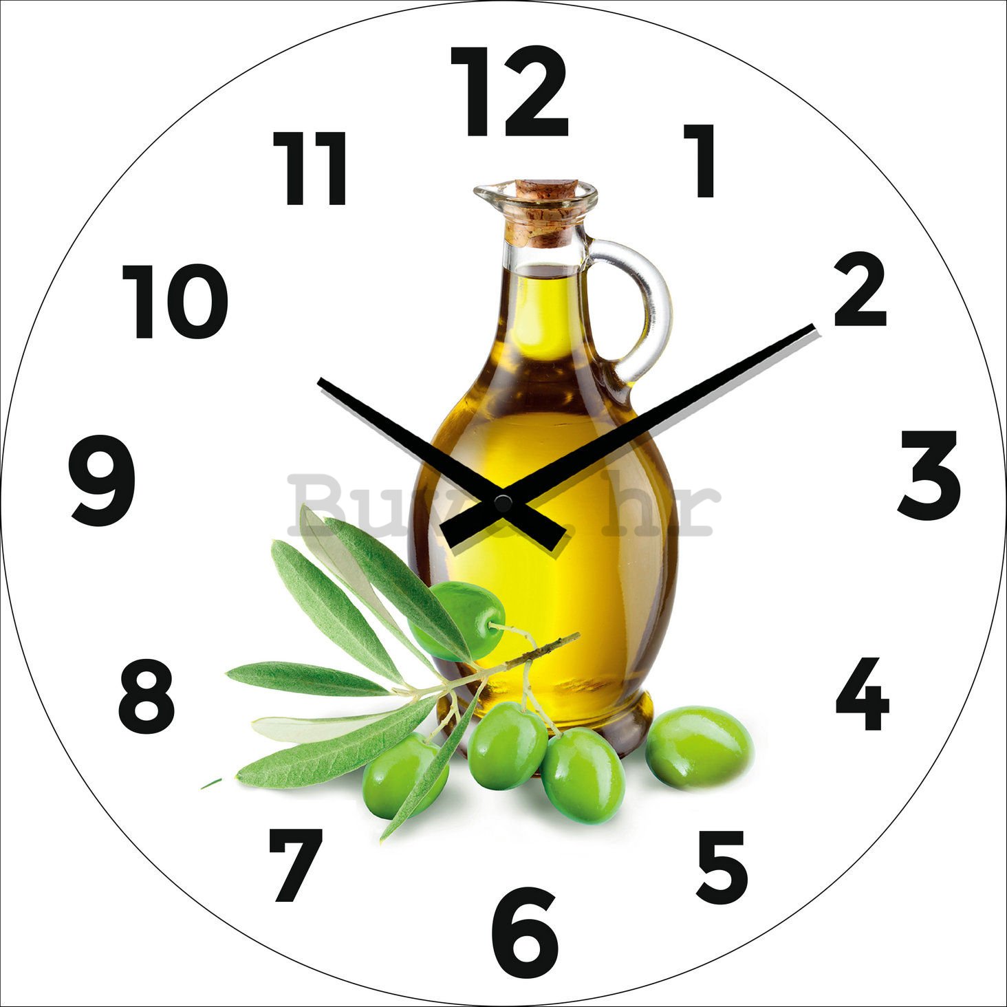 Zidni stakleni sat: Maslinovo ulje (1) - 34 cm