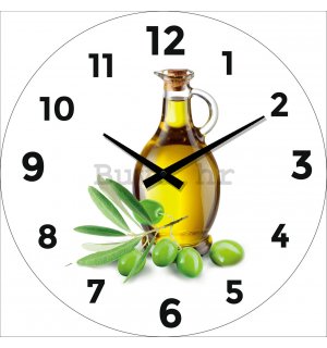 Zidni stakleni sat: Maslinovo ulje (1) - 34 cm