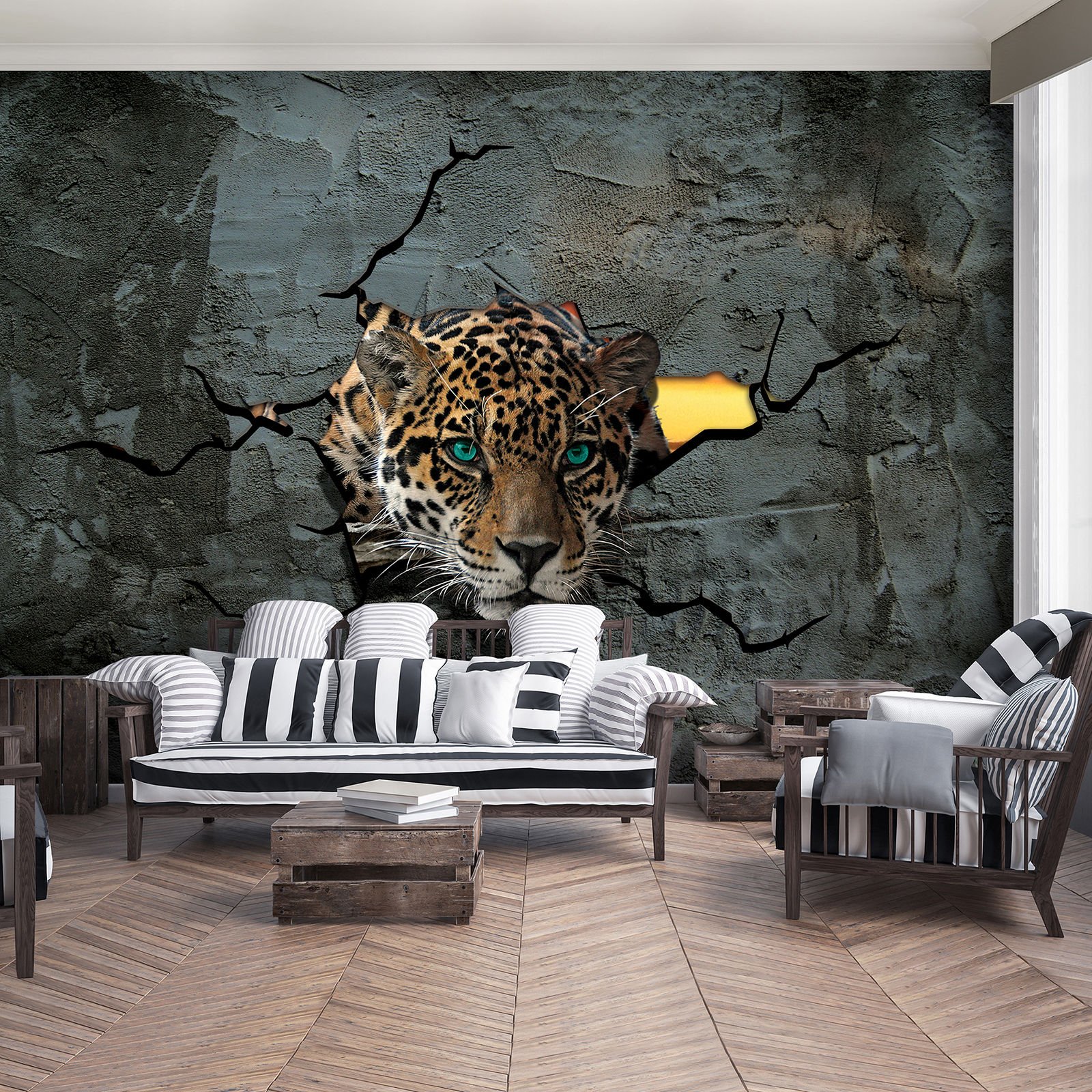 Vlies foto tapeta: Gepard u zidu - 152,5x104 cm