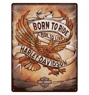 Metalna tabla: Harley-Davidson Born to Ride Ride to Live - 30x40 cm
