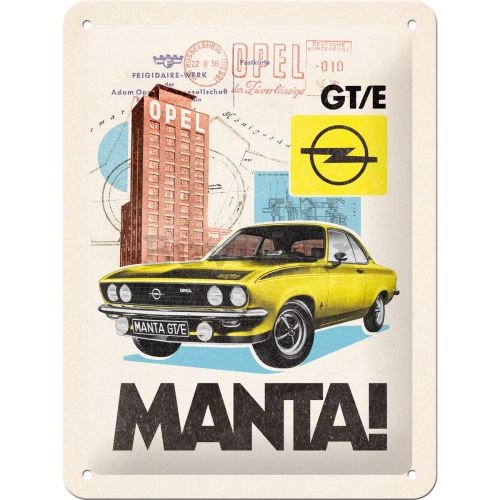 Metalna tabla: Opel Manta! GT/E - 15x20 cm