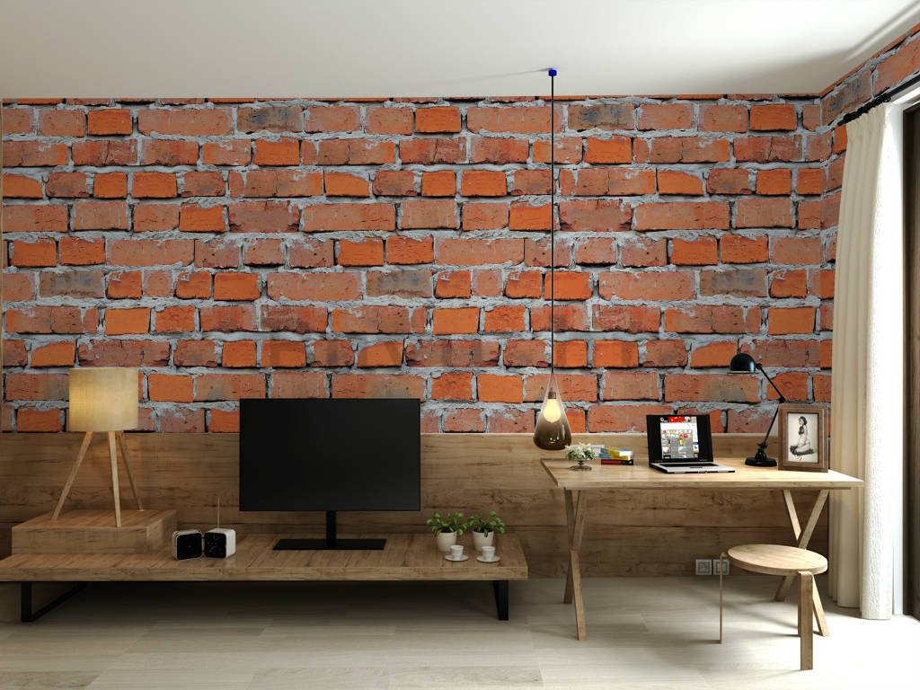 Vinil tapeta - narančasto-crveni zid od opeke