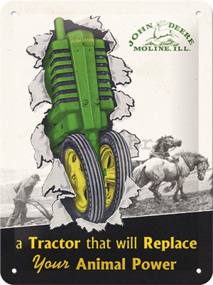 Metalna tabla: John Deere Tractor & Animal Power - 15x20 cm