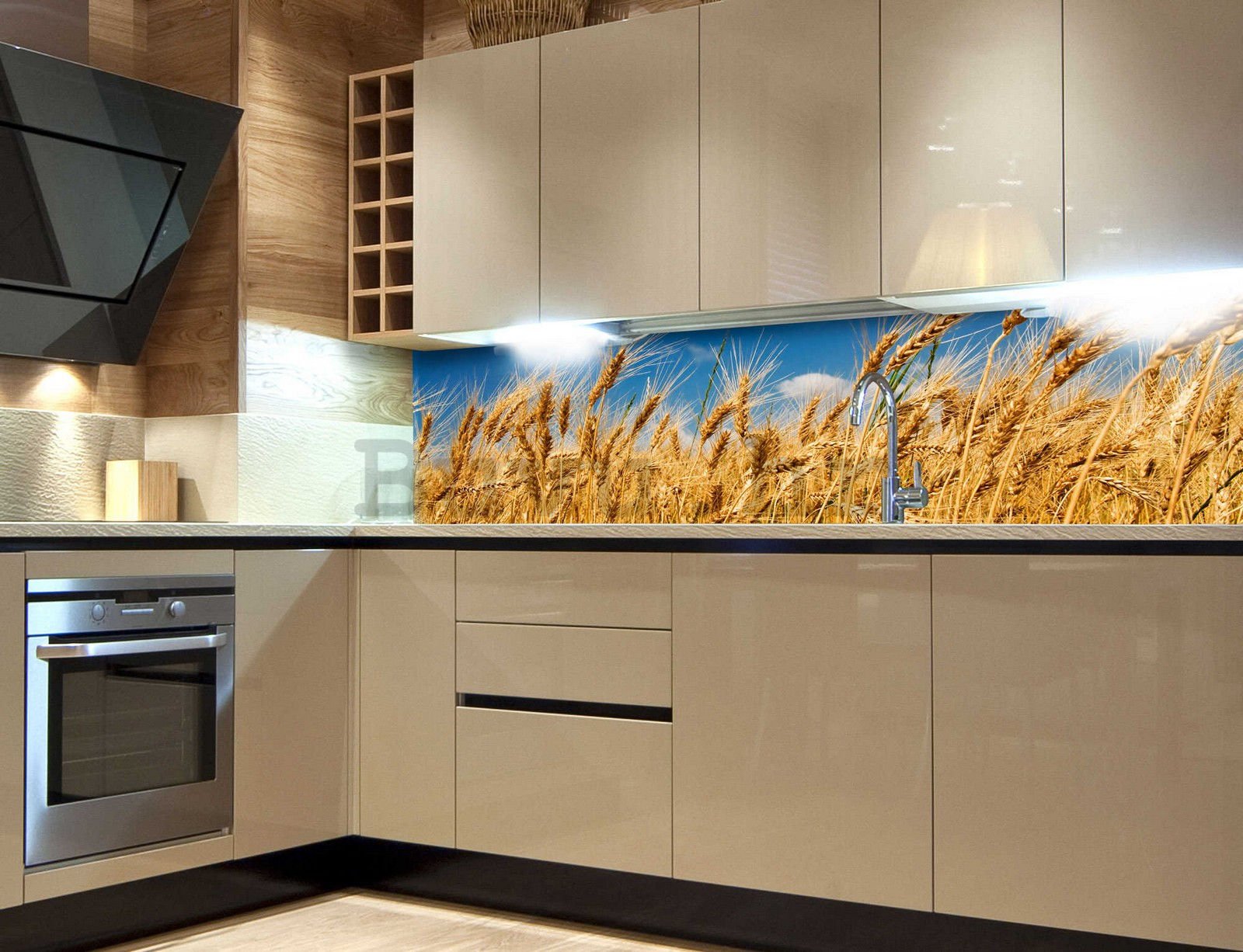 Samoljepljiva periva foto tapeta za kuhinju - Pšenično polje, 180x60 cm