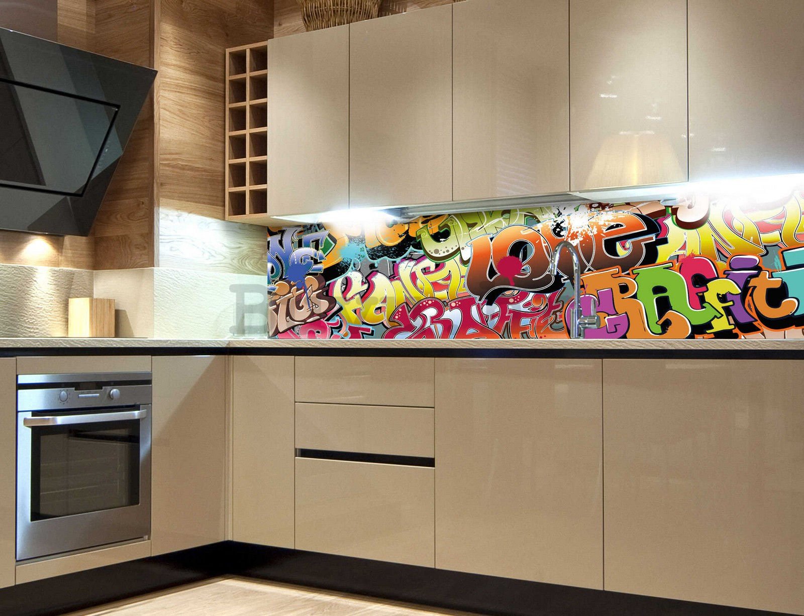Samoljepljiva periva foto tapeta za kuhinju - Grafiti, 180x60 cm