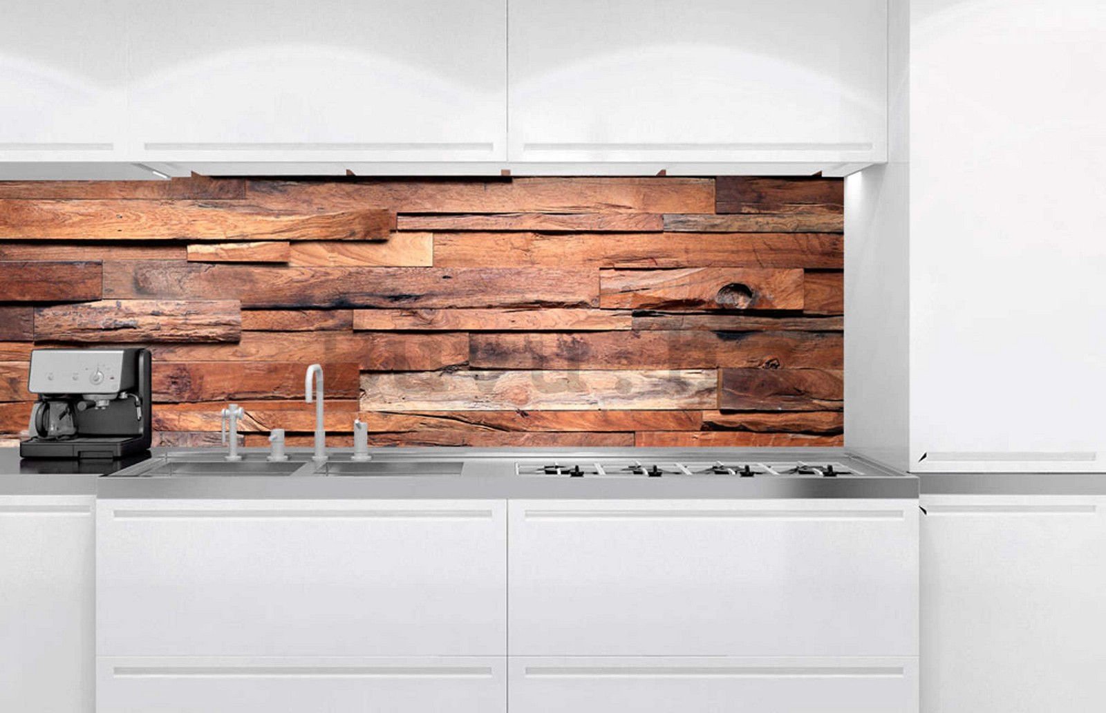 Samoljepljiva periva tapeta za kuhinju - Drveni zid, 180x60 cm