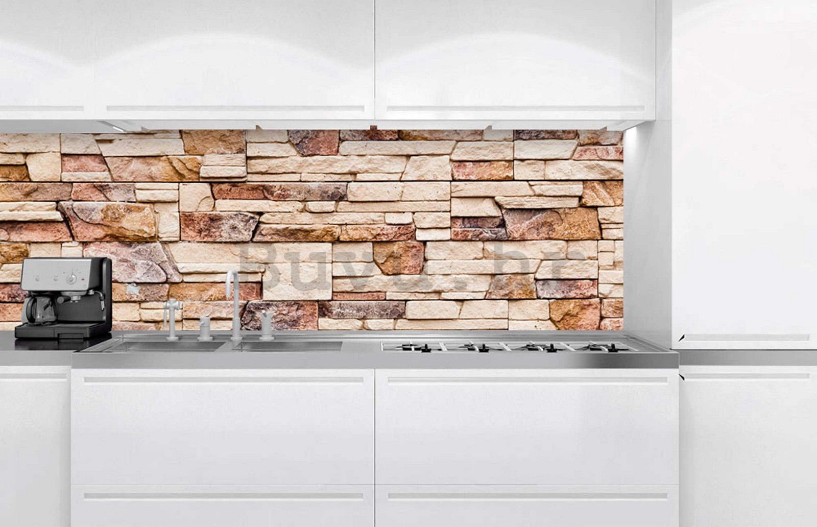 Samoljepljiva periva tapeta za kuhinju - Kameni zid, 180x60 cm