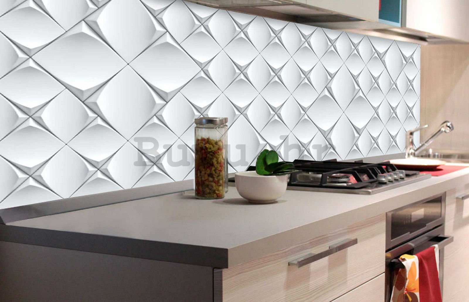 Samoljepljiva periva tapeta za kuhinju - Pločica 3D apstrakcije (1), 180x60 cm