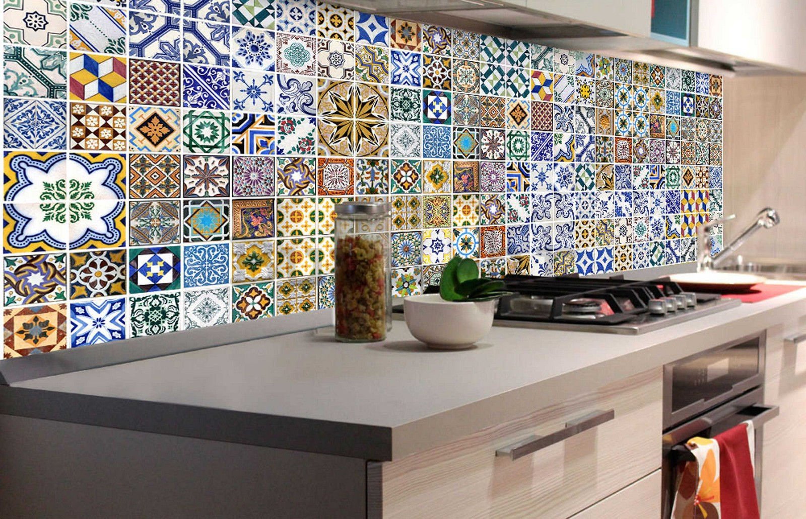 Samoljepljiva periva tapeta za kuhinju - Portugalske pločice, 180x60 cm