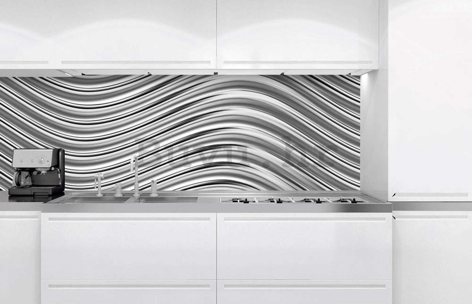 Samoljepljiva periva tapeta za kuhinju - Srebrno mreškanje, 180x60 cm