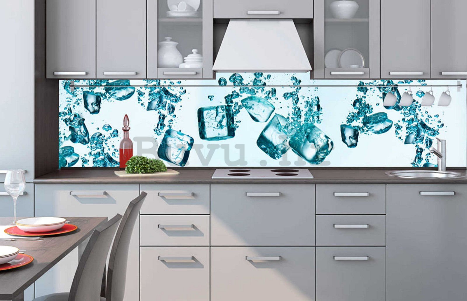 Samoljepljiva periva foto tapeta za kuhinju - Kocke leda, 260x60 cm