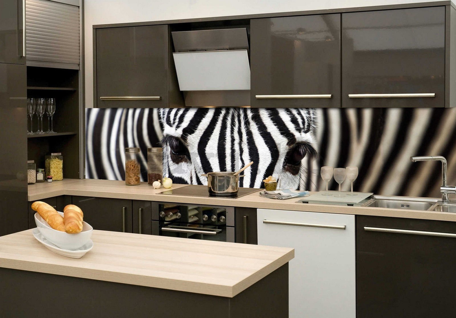 Samoljepljiva periva foto tapeta za kuhinju - Zebra, 260x60 cm
