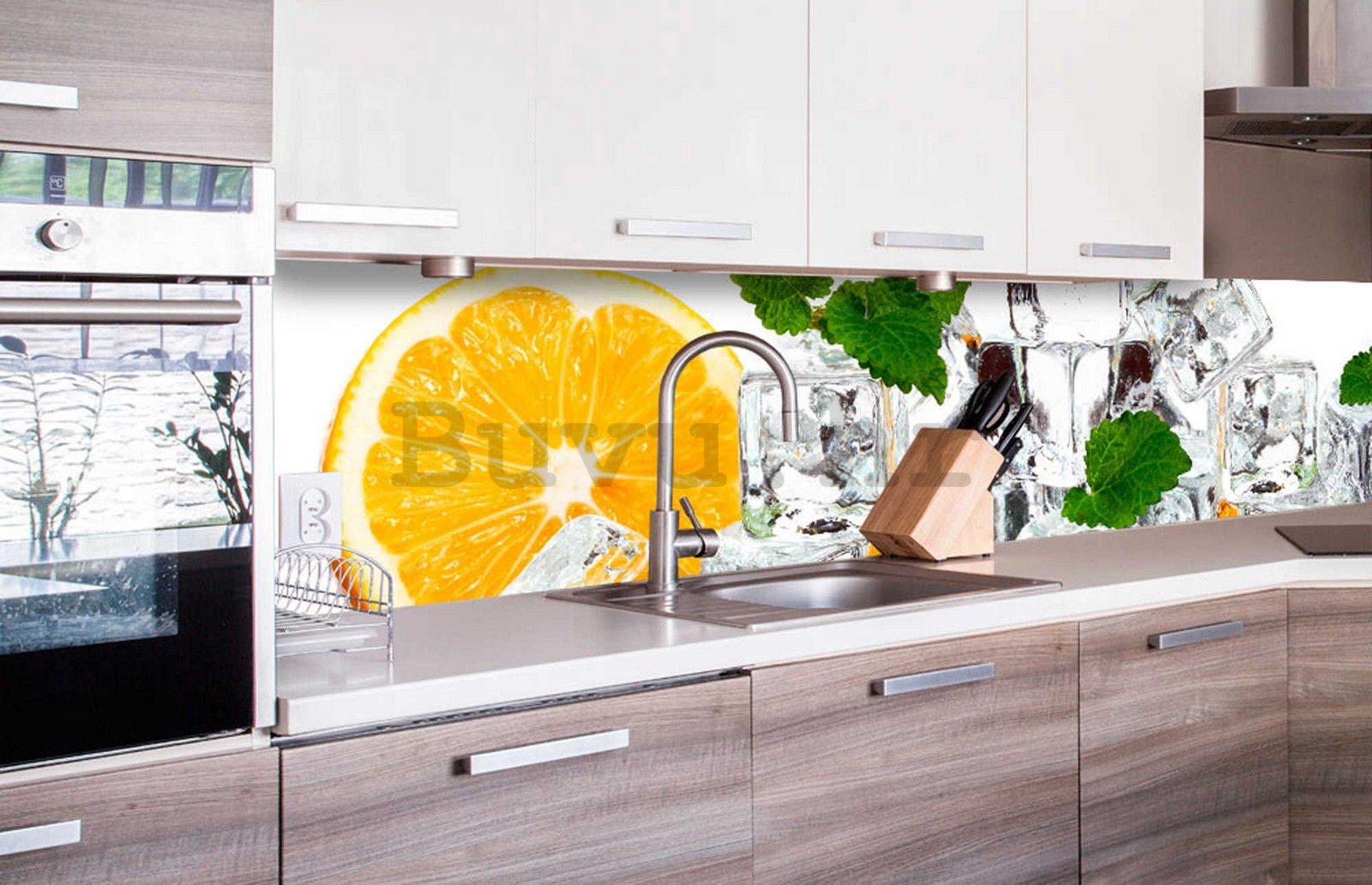 Samoljepljiva periva foto tapeta za kuhinju - Limun i kockice leda, 260x60 cm