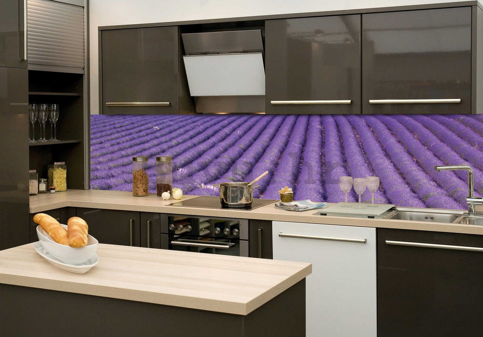 Samoljepljiva periva foto tapeta za kuhinju - Polje lavande, 260x60 cm