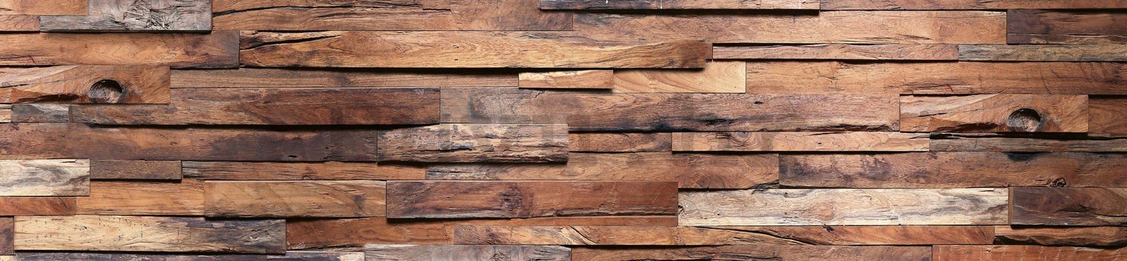 Samoljepljiva periva tapeta za kuhinju - Drveni zid, 260x60 cm