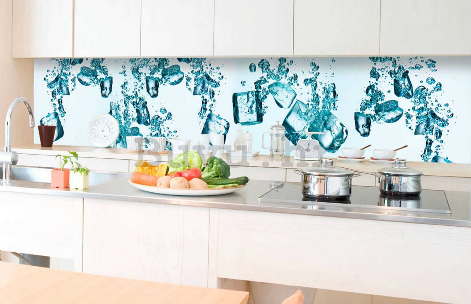 Samoljepljiva periva foto tapeta za kuhinju - Kocke leda, 350x60 cm