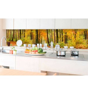 Samoljepljiva periva foto tapeta za kuhinju - Jesenska šuma, 350x60 cm
