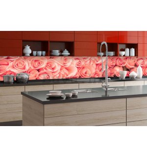 Samoljepljiva periva tapeta za kuhinju - Ružičaste ruže, 350x60 cm