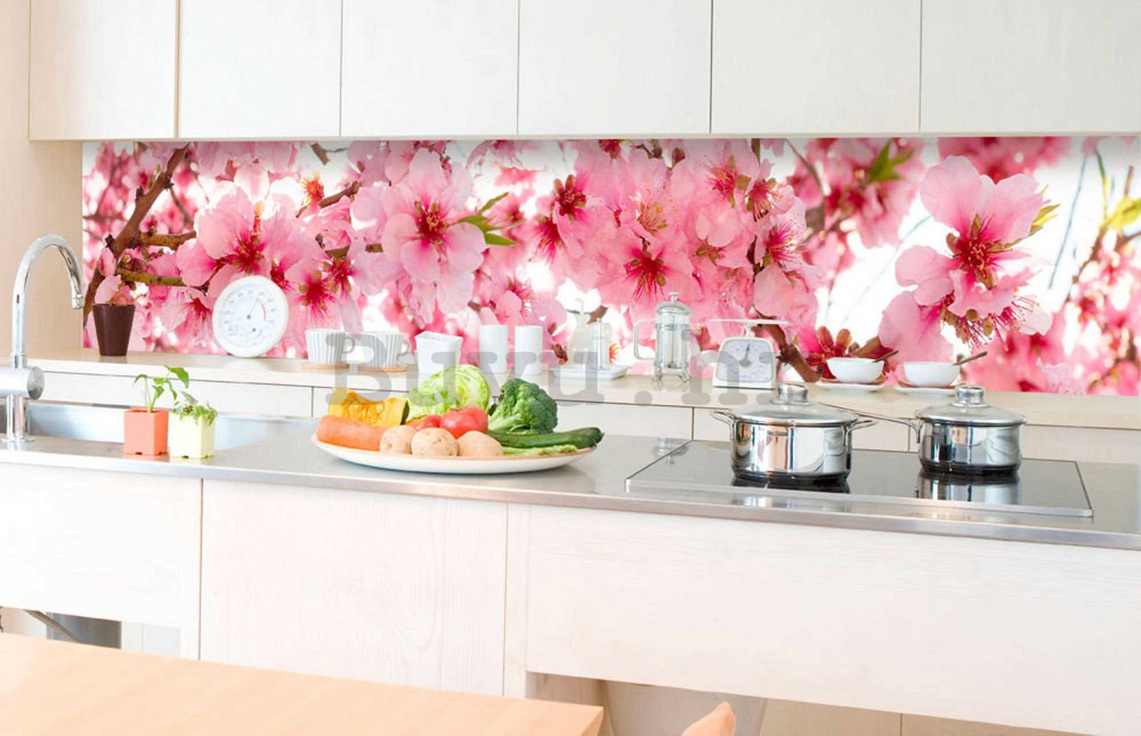 Samoljepljiva periva tapeta za kuhinju - Stablo jabuke u cvatu, 350x60 cm