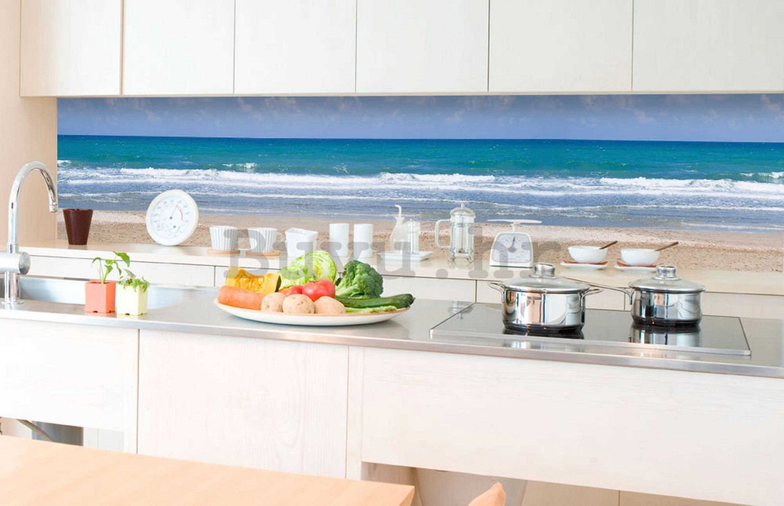 Samoljepljiva periva tapeta za kuhinju - Valovi na plaži, 350x60 cm