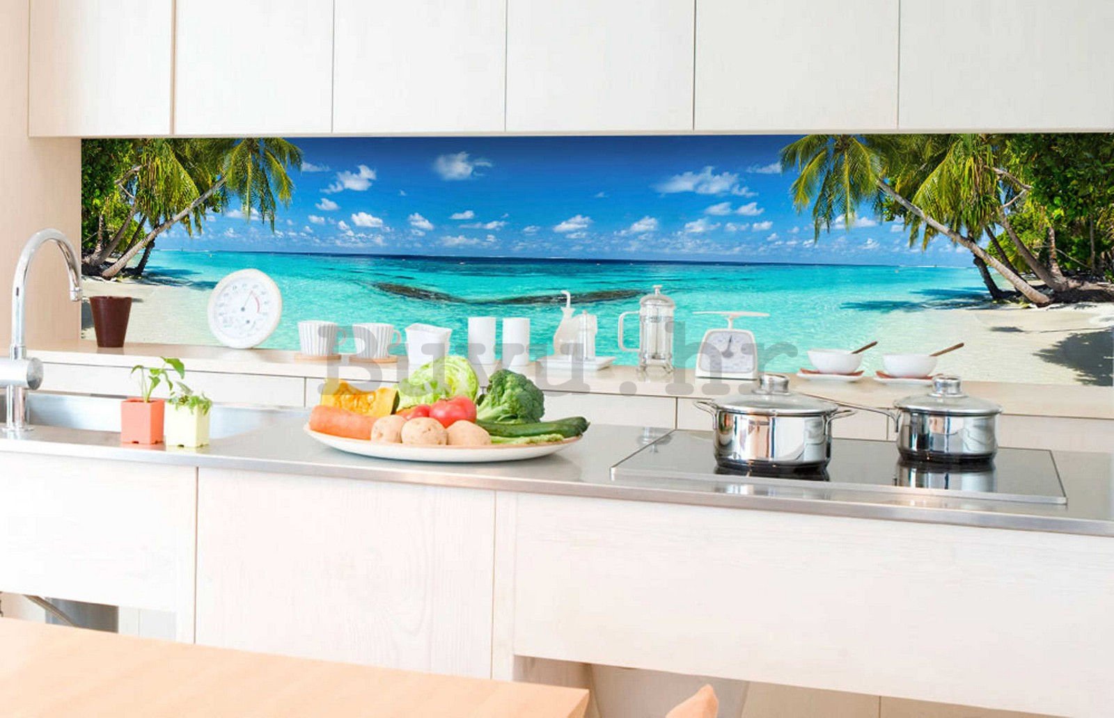 Samoljepljiva periva tapeta za kuhinju - Rajska plaža, 350x60 cm